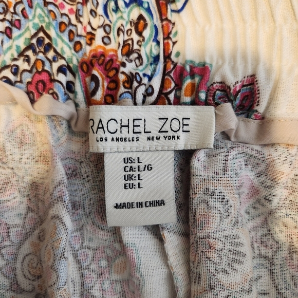 Rachel Zoe Mandala Wide Leg High Rise Pants Linen Womens Size Large Boho Beach - Picture 7 of 12